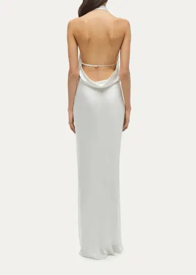 Simkhai Reannon Draped Satin Halter Gown | Thumbnail 3