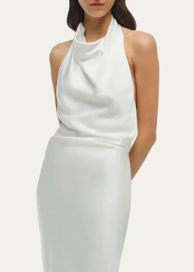 Simkhai Reannon Draped Satin Halter Gown | Thumbnail 4