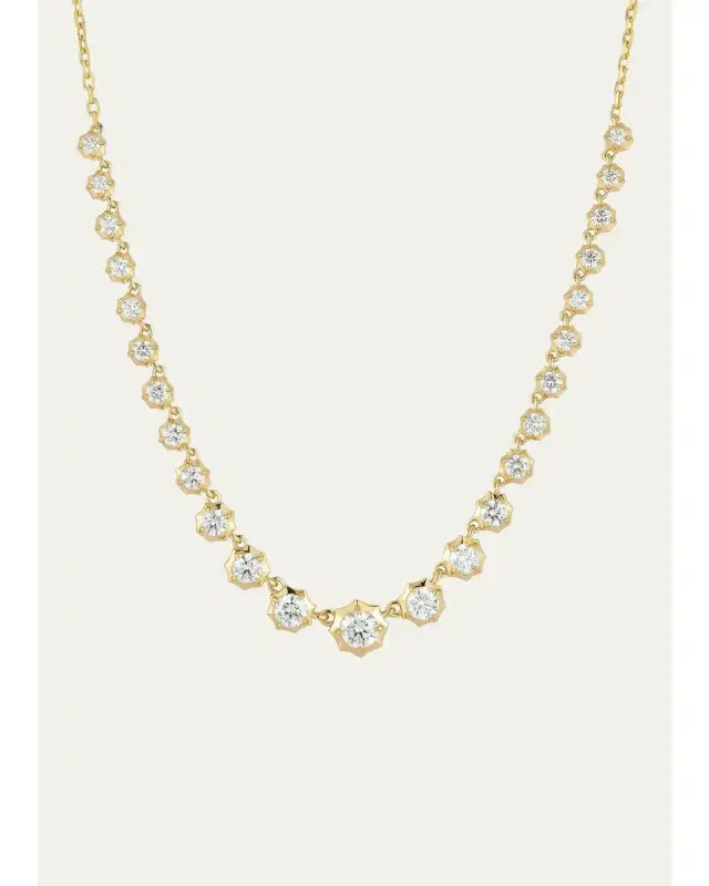 Jade Trau 18K Graduating Sophisticate Diamond Riviera Necklace