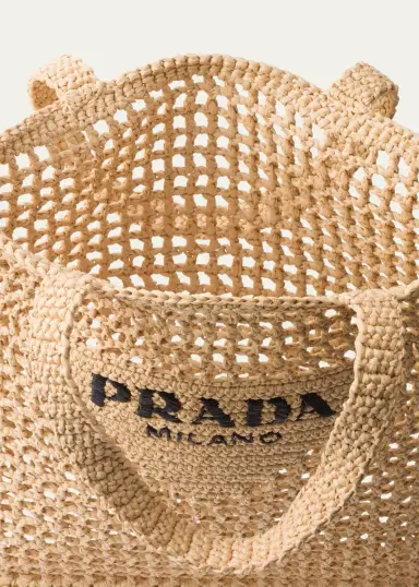 Prada Logo Crochet Tote Bag | Thumbnail 3 Prada Logo Crochet Tote Bag | Thumbnail 3