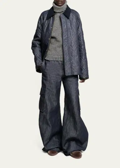 Gabriela Hearst Eos Cotton-Linen Sculptural Flared Cargo Pants | Thumbnail 2