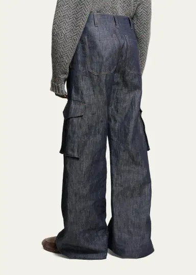 Gabriela Hearst Eos Cotton-Linen Sculptural Flared Cargo Pants | Thumbnail 3
