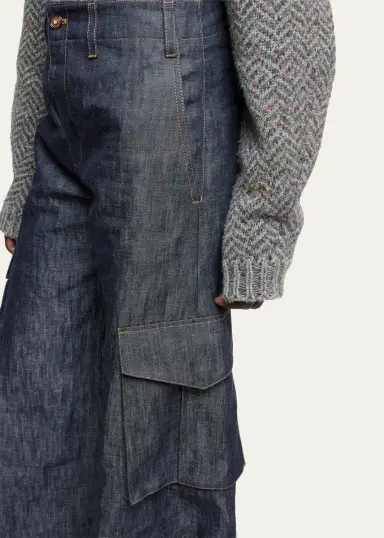 Gabriela Hearst Eos Cotton-Linen Sculptural Flared Cargo Pants | Thumbnail 5