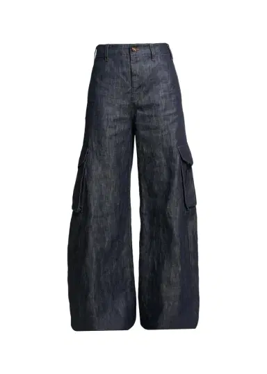 Gabriela Hearst Eos Cotton-Linen Sculptural Flared Cargo Pants | Thumbnail 1