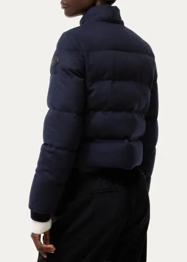 Burberry Latimer Lamb Shearling Collar & Cashmere Crop Puffer Jacket | Thumbnail 2
