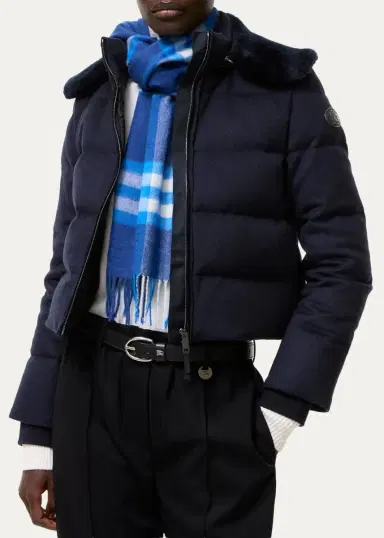 Burberry Latimer Lamb Shearling Collar & Cashmere Crop Puffer Jacket | Thumbnail 3