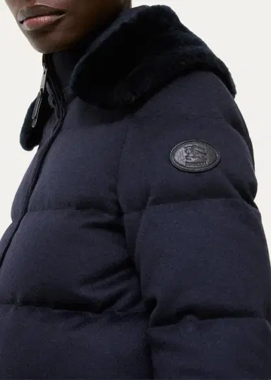 Burberry Latimer Lamb Shearling Collar & Cashmere Crop Puffer Jacket | Thumbnail 4