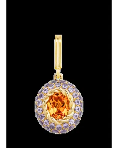 Mellerio 18K Yellow Gold Baby Blossom Charm with Citrine and Purple Sapphires | Thumbnail 2