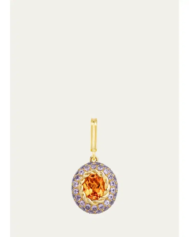 Mellerio 18K Yellow Gold Baby Blossom Charm with Citrine and Purple Sapphires