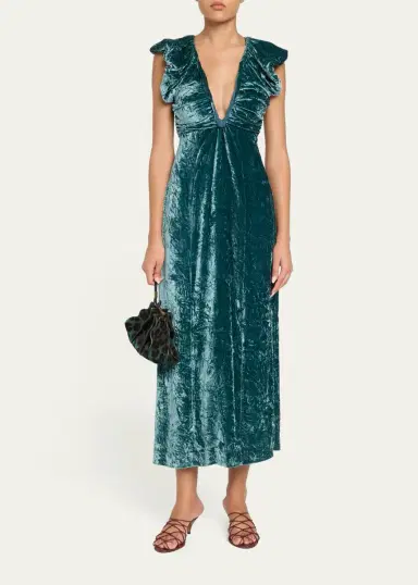 Ulla Johnson Astra Velvet V-Neck Dress | Thumbnail 2
