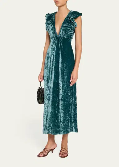 Ulla Johnson Astra Velvet V-Neck Dress | Thumbnail 4