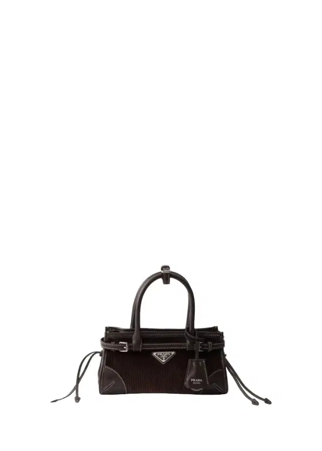 Prada Bonnie Small Corduroy & Leather Top-Handle Bag