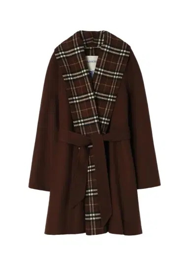 Burberry Verona Check Lapels Belted Double-Wool Wrap Coat | Thumbnail 1 Burberry Verona Check Lapels Belted Double-Wool Wrap Coat | Thumbnail 1