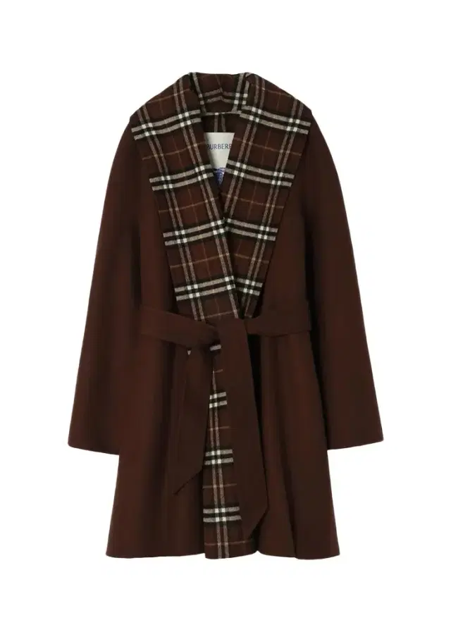 Burberry Verona Check Lapels Belted Double-Wool Wrap Coat