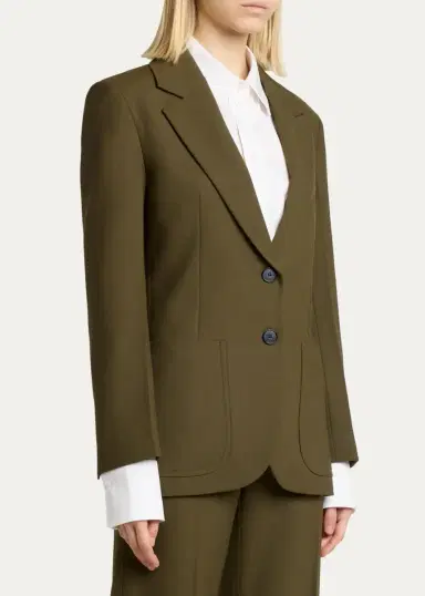 Victoria Beckham Katherine Patch Pocket Wool Single-Breasted Jacket | Thumbnail 4