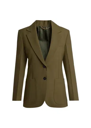 Victoria Beckham Katherine Patch Pocket Wool Single-Breasted Jacket | Thumbnail 1