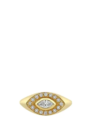 Zoë Chicco 14K Marquise Pave Diamond Halo Signet Ring | Thumbnail 1