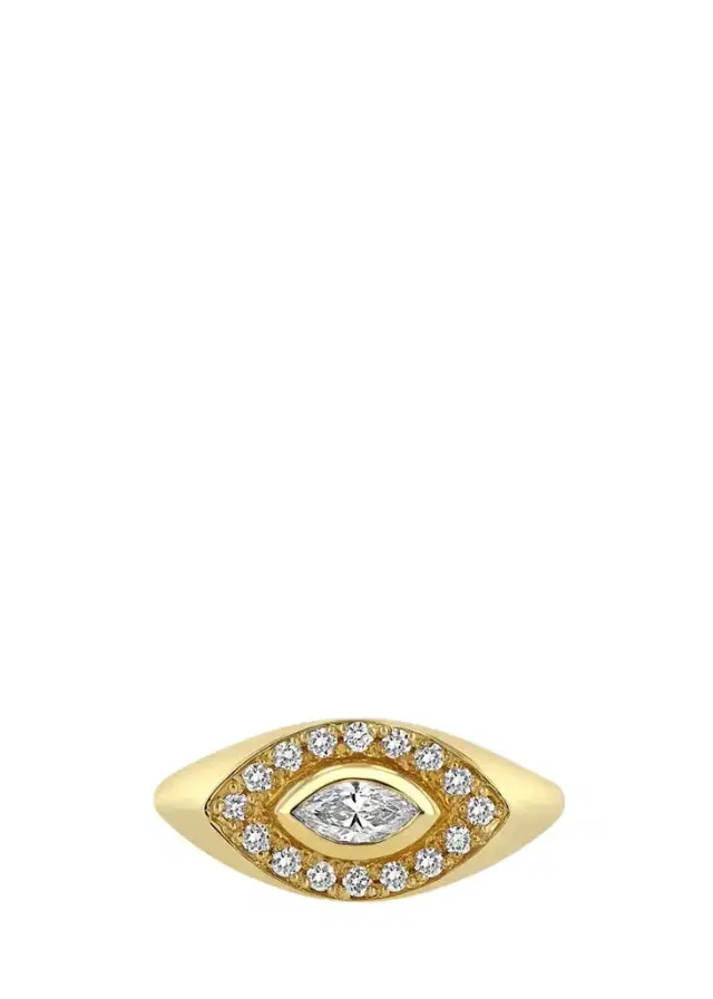 Zoë Chicco 14K Marquise Pave Diamond Halo Signet Ring