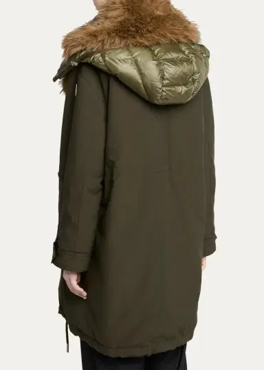 Moncler Halicte Long Down Parka with Faux Fur | Thumbnail 3