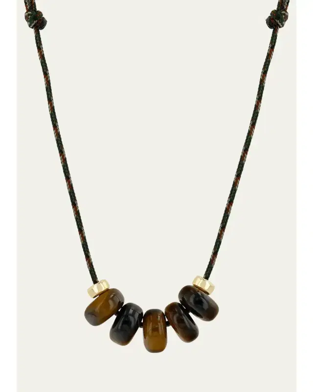 Zoë Chicco 14K Tiger Eye and Rondelle Slider Bead Paracord Necklace