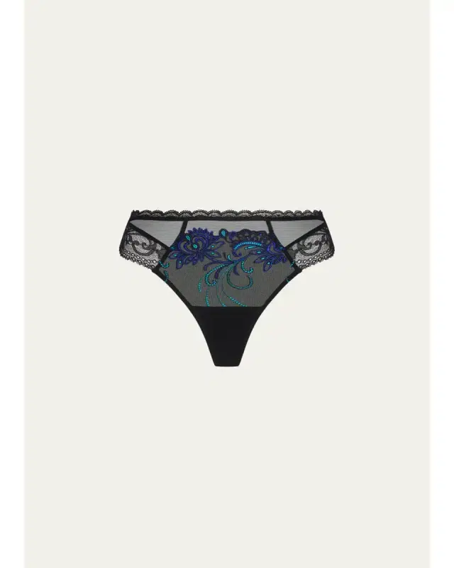 Lise Charmel Embroidered Lace & Tulle Thong