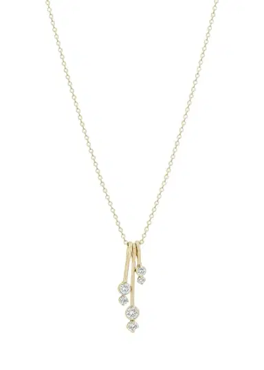 Zoë Chicco 14K Dangling Prong and Bezel Diamond Bar Necklace | Thumbnail 1