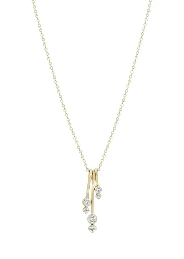 Zoë Chicco 14K Dangling Prong and Bezel Diamond Bar Necklace