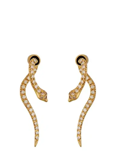 Ileana Makri 18K Yellow Gold Boa Earrings with Diamonds | Thumbnail 1 Ileana Makri 18K Yellow Gold Boa Earrings with Diamonds | Thumbnail 1