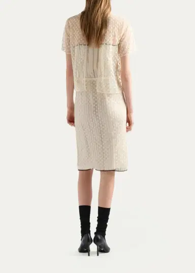 Prada Embellished Floral Mesh A-Line Skirt | Thumbnail 3