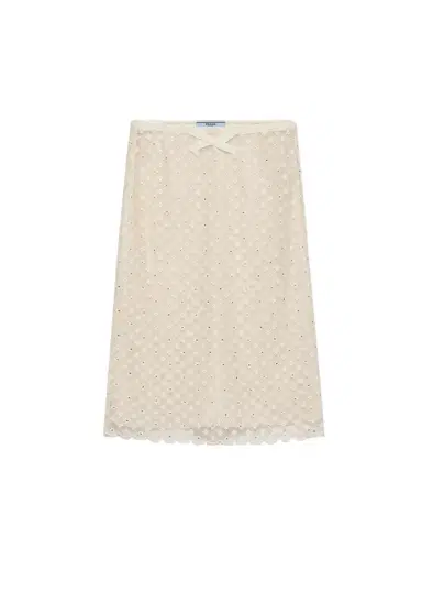 Prada Embellished Floral Mesh A-Line Skirt | Thumbnail 1
