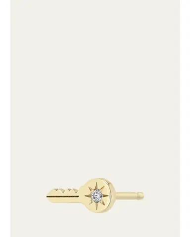 Zoë Chicco 14K Itty Bitty Star Set Diamond Key Stud Earring, Single | Thumbnail 1