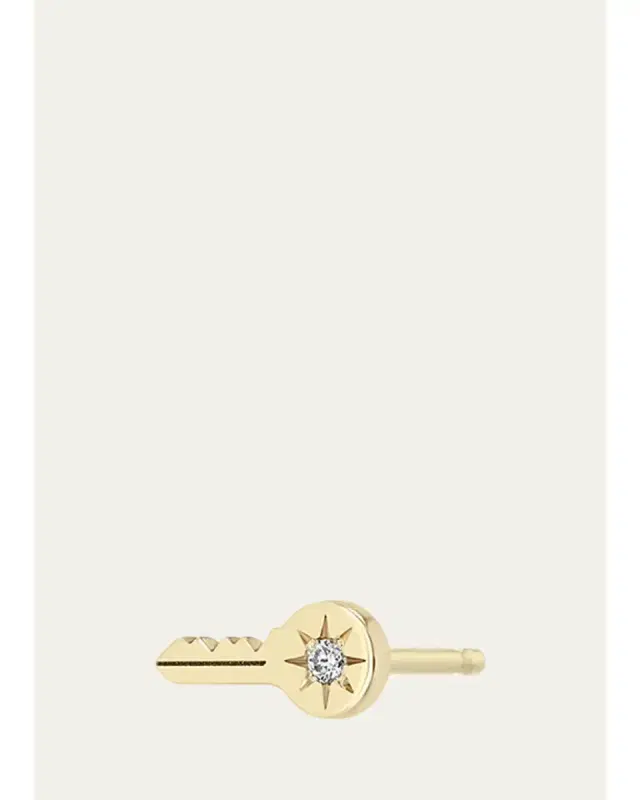 Zoë Chicco 14K Itty Bitty Star Set Diamond Key Stud Earring, Single