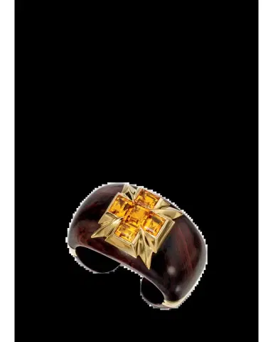 VERDURA 18K Wood Cross Cuff Bracelet with Citrine | Thumbnail 2