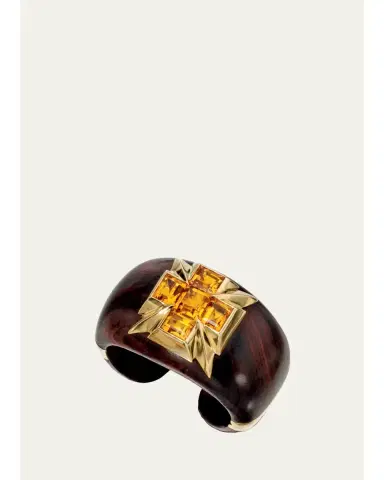 VERDURA 18K Wood Cross Cuff Bracelet with Citrine | Thumbnail 1
