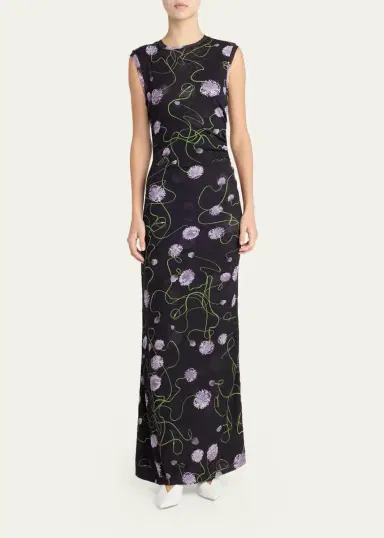 Stella McCartney Twisted Flower Mesh Sleeveless Maxi Dress | Thumbnail 2 Stella McCartney Twisted Flower Mesh Sleeveless Maxi Dress | Thumbnail 2