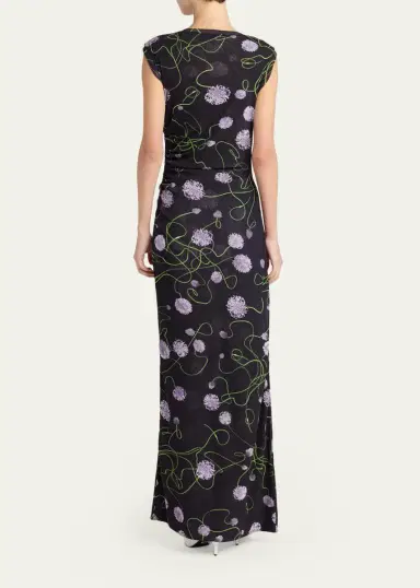 Stella McCartney Twisted Flower Mesh Sleeveless Maxi Dress | Thumbnail 3 Stella McCartney Twisted Flower Mesh Sleeveless Maxi Dress | Thumbnail 3