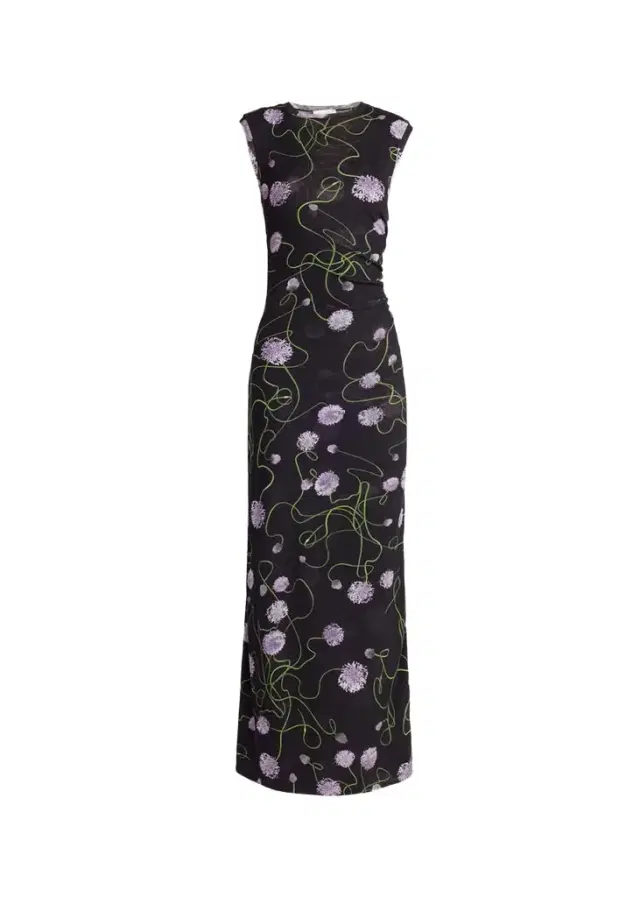 Twisted Flower Mesh Sleeveless Maxi Dress