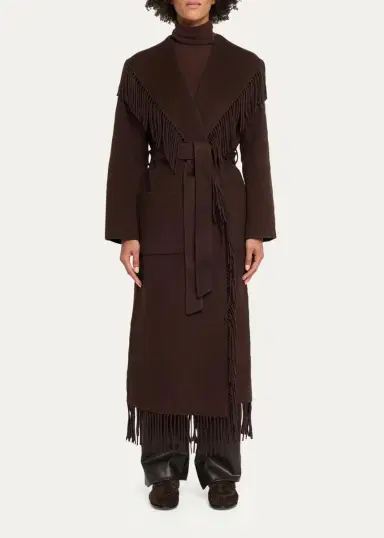 Simkhai Carrie Fringe Wool Long Coat | Thumbnail 2
