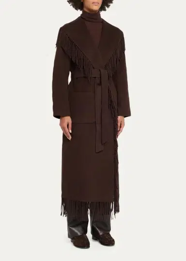 Simkhai Carrie Fringe Wool Long Coat | Thumbnail 4