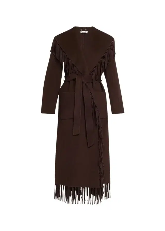 Simkhai Carrie Fringe Wool Long Coat