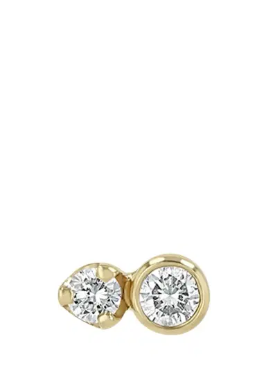 Zoë Chicco 14K Diamond Prong and Bezel Mixed Stud Earring, Single | Thumbnail 1