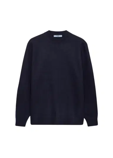 Prada Leather Elbow-Patch Wool Crewneck Sweater | Thumbnail 1