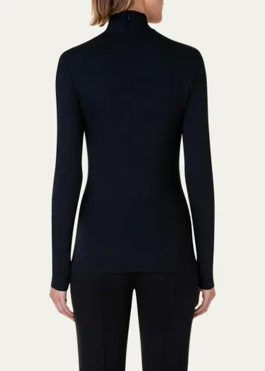 Akris punto Turtleneck Long-Sleeve Modal-Stretch Top | Thumbnail 3