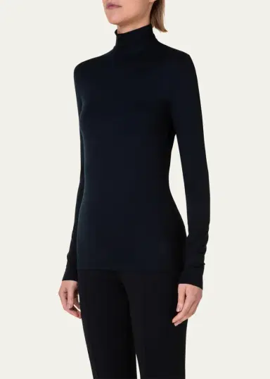 Akris punto Turtleneck Long-Sleeve Modal-Stretch Top | Thumbnail 4