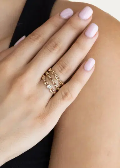 Zoë Chicco 14K Small Puffed Mariner Chain Diamond Ring | Thumbnail 2