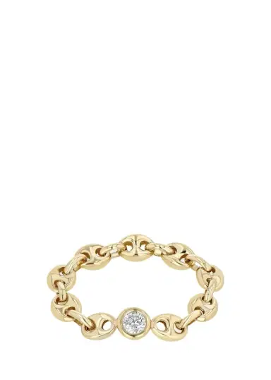 Zoë Chicco 14K Small Puffed Mariner Chain Diamond Ring | Thumbnail 1