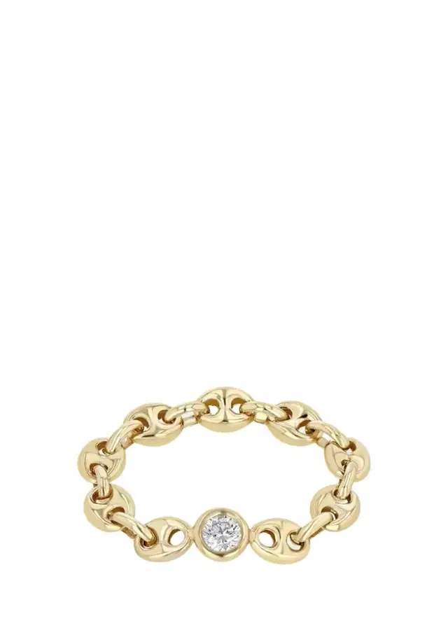 Zoë Chicco 14K Small Puffed Mariner Chain Diamond Ring