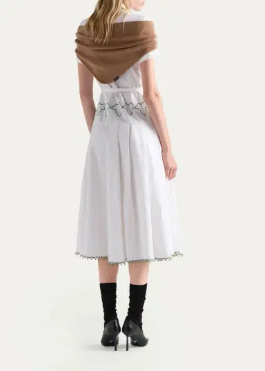 Prada Cotton Poplin A-Line Midi Dress | Thumbnail 3 Prada Cotton Poplin A-Line Midi Dress | Thumbnail 3