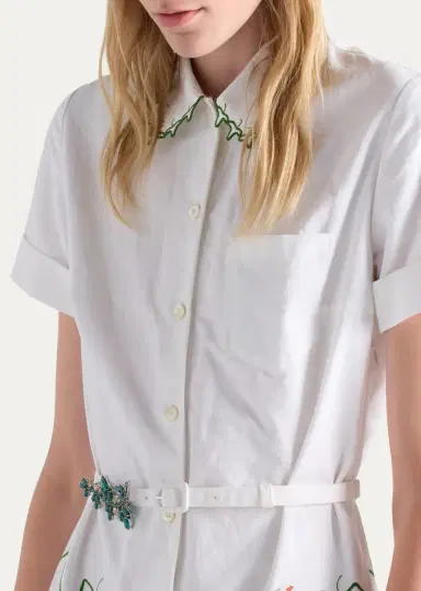 Prada Cotton Poplin A-Line Midi Dress | Thumbnail 4 Prada Cotton Poplin A-Line Midi Dress | Thumbnail 4