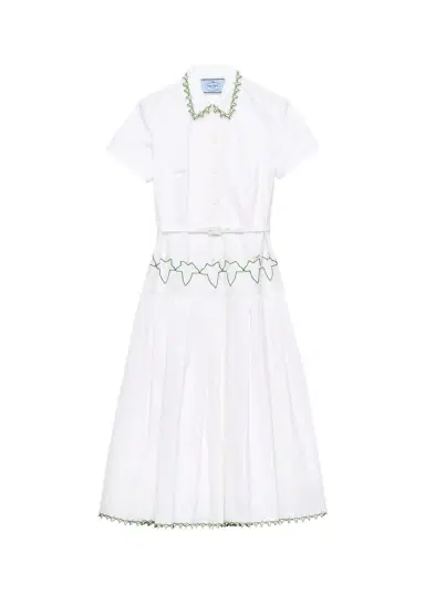 Prada Cotton Poplin A-Line Midi Dress | Thumbnail 1 Prada Cotton Poplin A-Line Midi Dress | Thumbnail 1